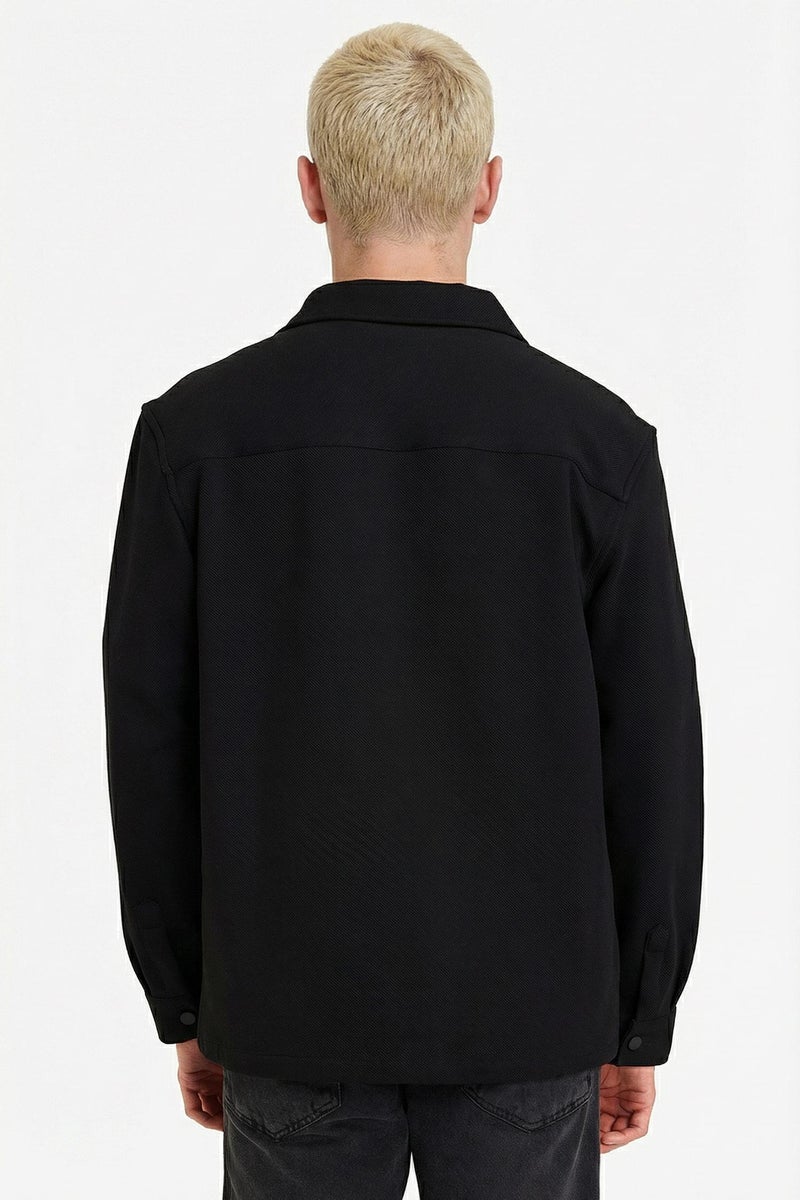 ديفاكتو جاكيت قميص تويل قصة عادية بجيب - Image 5